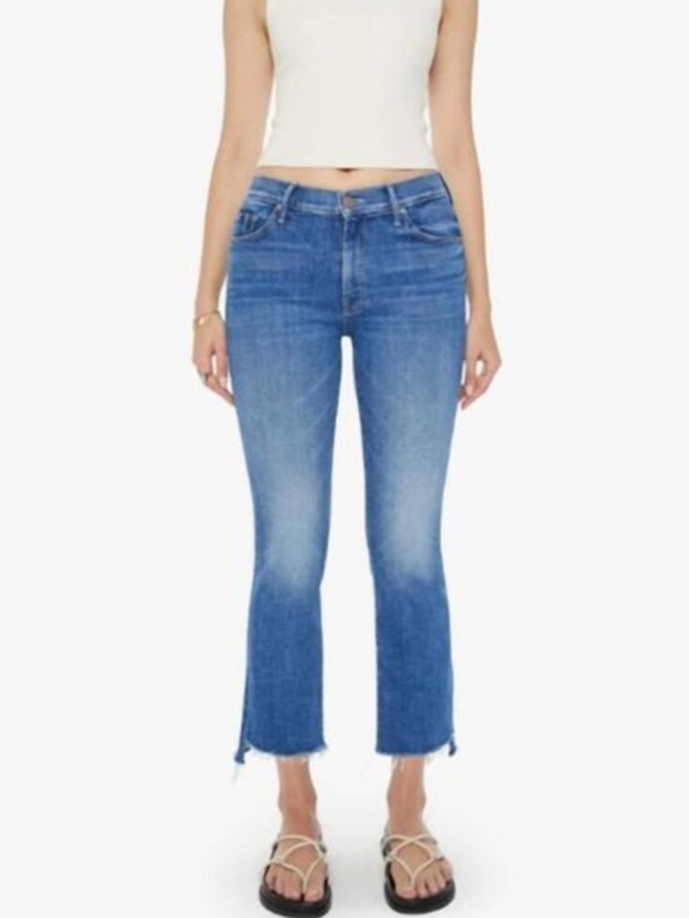 Mother Jeans The Insider Crop Step Fray in Different Strokes